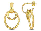 10K Yellow Gold  Oval Hoop Drop Earrings (21mm)